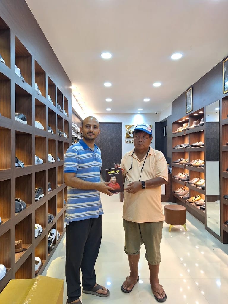 Dr. Bigyan Poudel at the Caliber Shoes Bharatpur outlet