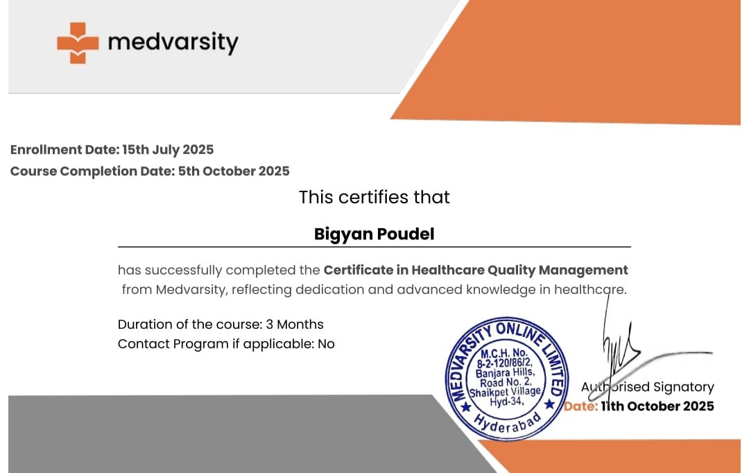 Certificate in Healthcare Quality Management