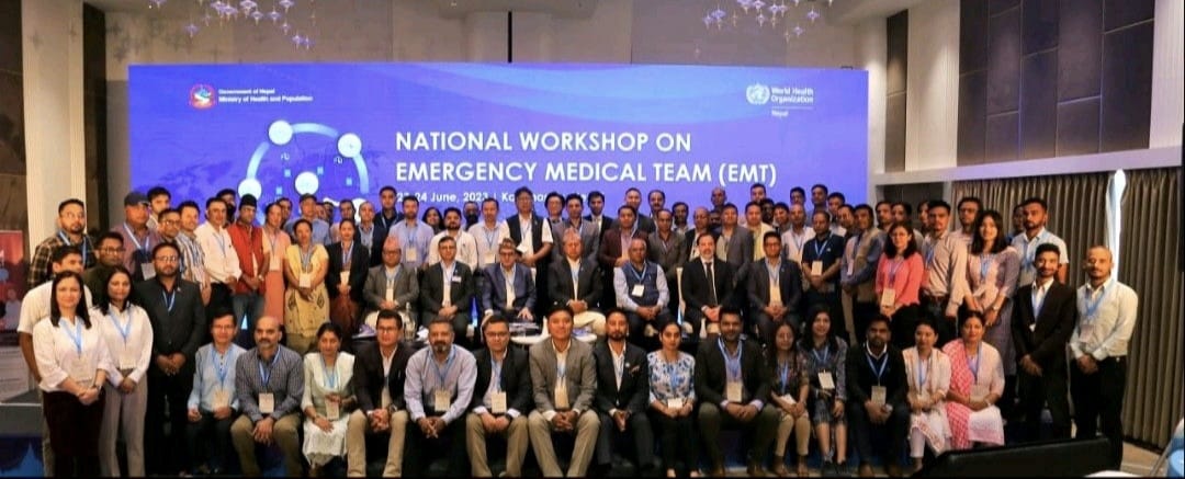 Participants of the National Workshop on Emergency Medical Team, Kathmandu, June 2023