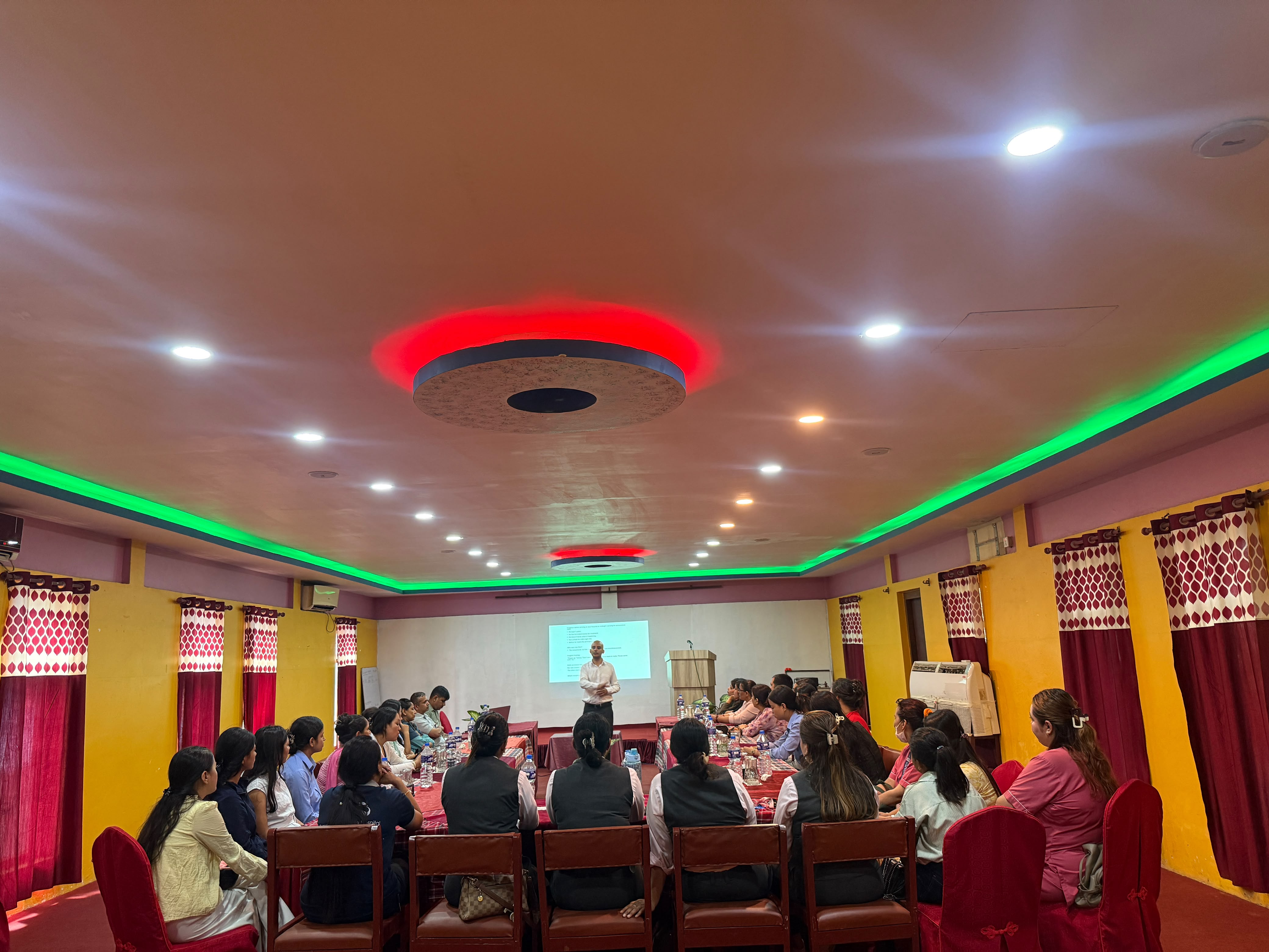 Hospital staff training session in the Bharatpur Hospital conference hall