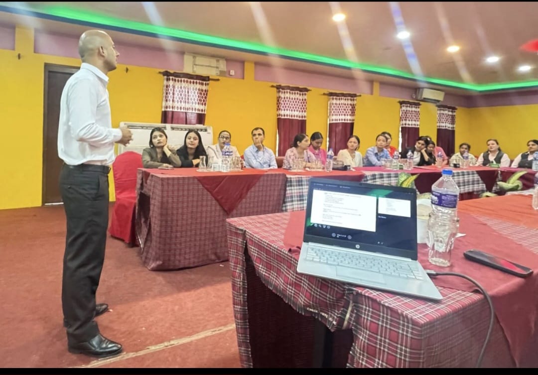 Dr. Bigyan Poudel leading a training session for hospital staff